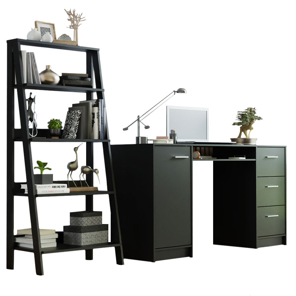 Escrivaninha Madesa Alaska + Estante Escada Preto