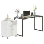 Conjunto Escritório Home Office com Mesa Industrial + Gaveteiro Branco/Preto Madesa