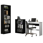 Escrivaninha Madesa Rubi + Estante 6908 + Estante 6907 Preto/Branco