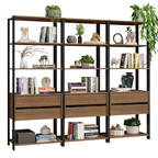 Estante Armário Multiuso para Livros 6 Gavetas 12 prateleiras 210cm Rustic/Preto Madesa
