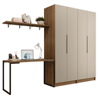 Conjunto Home Office 2 Armários Neo 1 Escrivaninha 2 Prateleiras Rustic/Crema Madesa