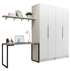 Conjunto Home Office 2 Armários Neo 1 Escrivaninha 2 Prateleiras Branco Madesa