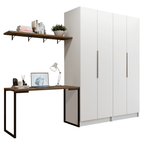 Conjunto Home Office 2 Armários Neo 1 Escrivaninha 2 Prateleiras Branco/Rustic Madesa
