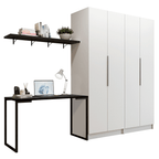 Conjunto Home Office 2 Armários Neo 1 Escrivaninha 2 Prateleiras Branco/Nero Madesa