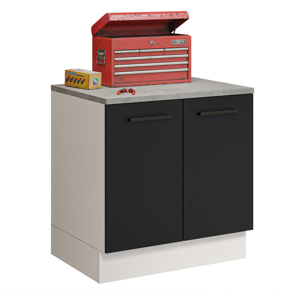 Balcão Multiuso 80cm 2 Portas Branco/Preto Agata Madesa