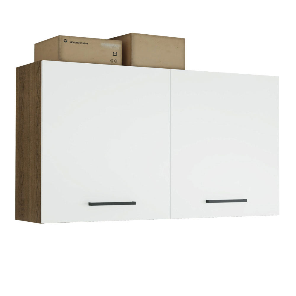 Armário Aéreo Multiuso 120cm 2 Portas Rustic/Branco Agata Madesa