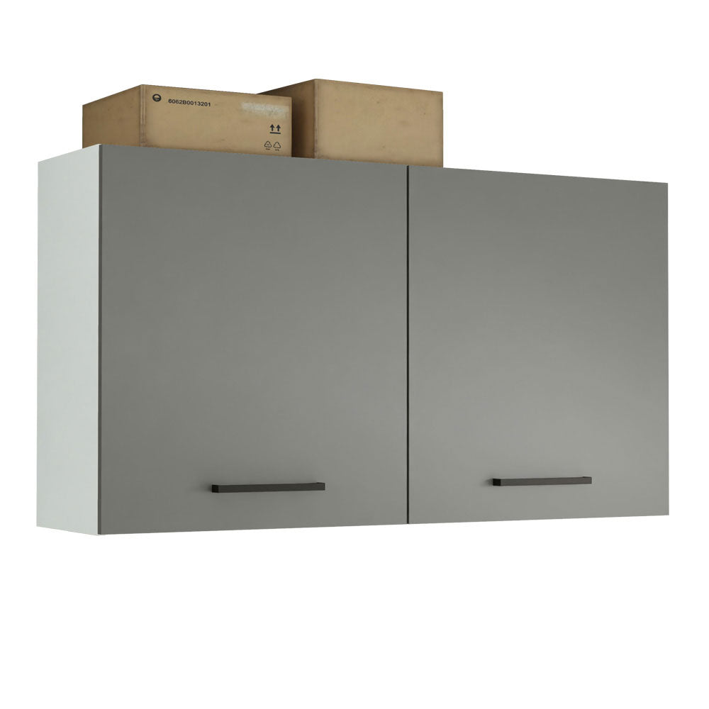 Armário Aéreo Multiuso 120cm 2 Portas Branco/Cinza Agata Madesa
