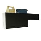 Kit com 2 Armários Aéreos Multiuso 3 Portas Branco/Preto Agata Madesa