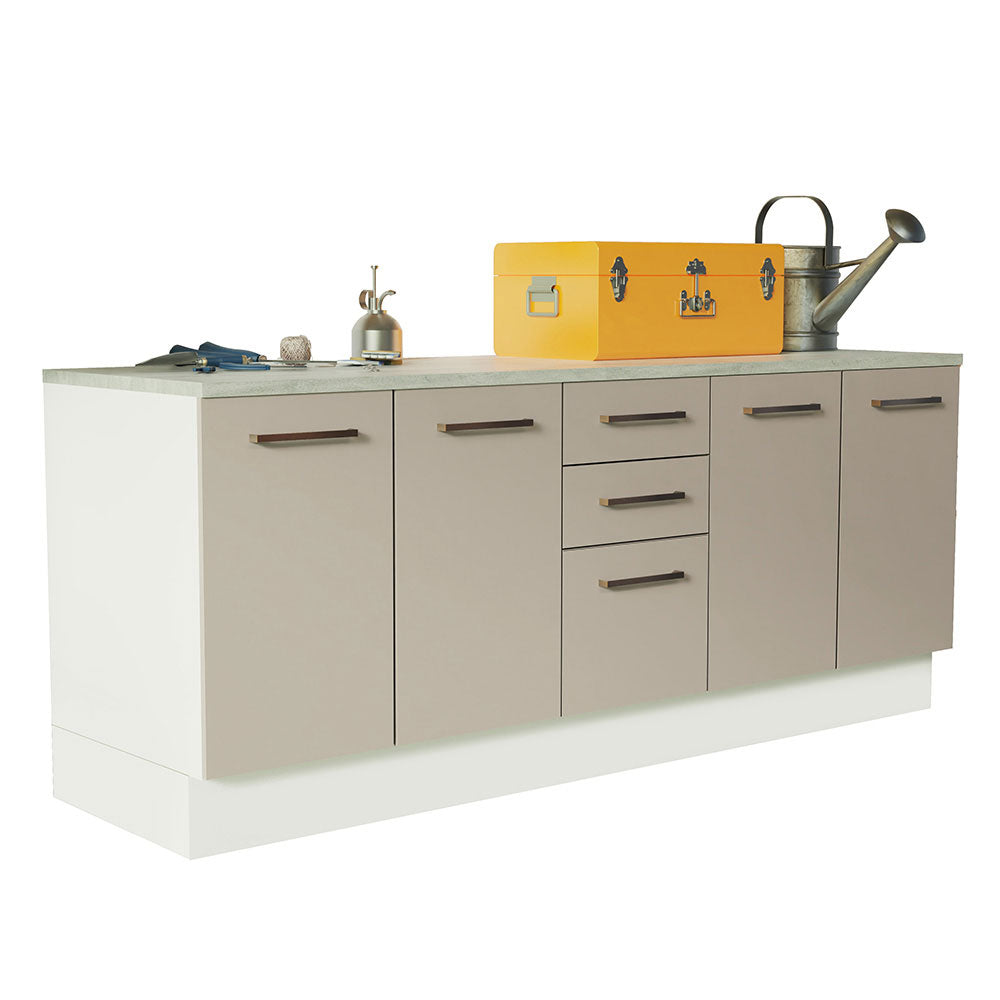Kit com 2 Balcões Multiuso 4 Portas 3 Gavetas Branco/Crema Agata Madesa