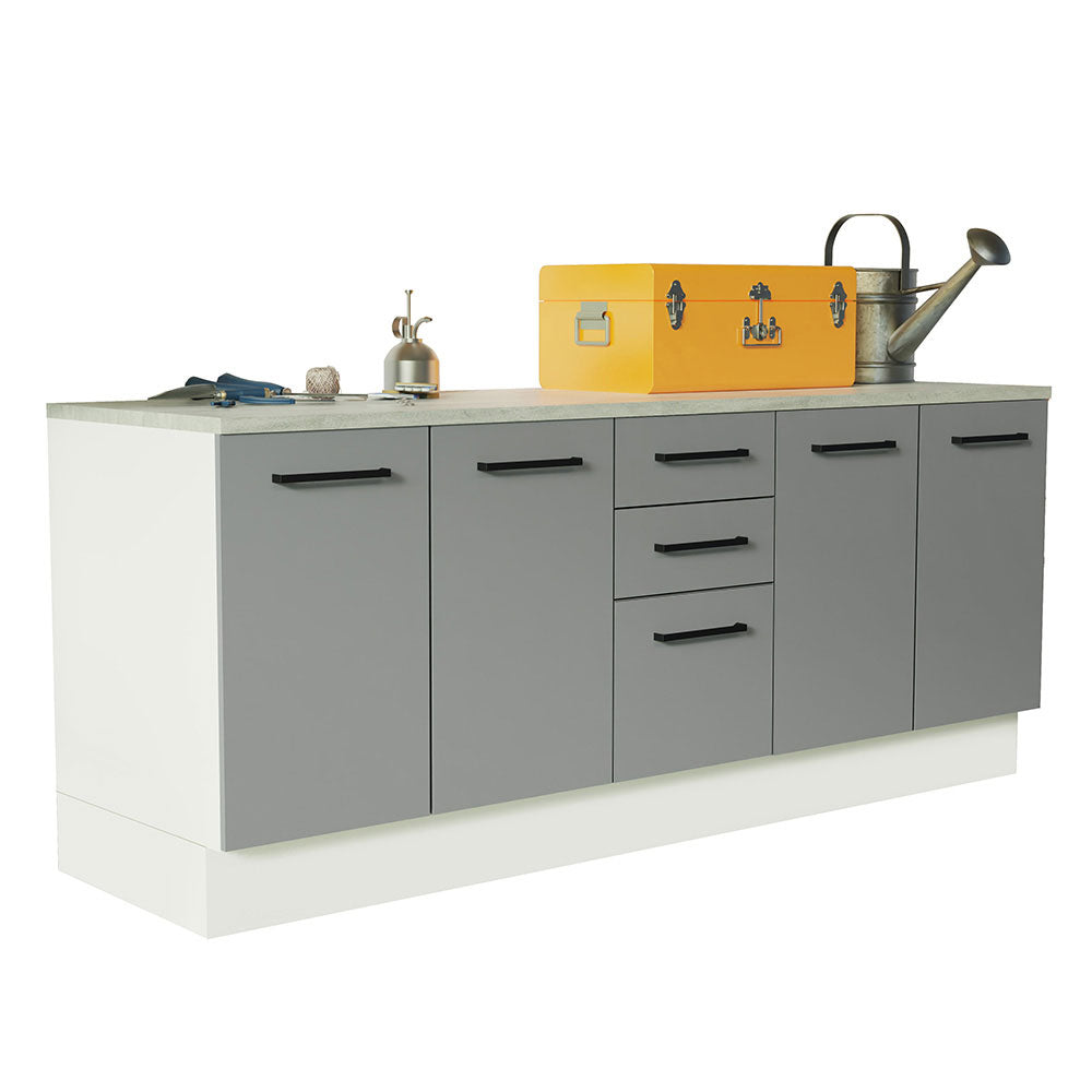 Kit com 2 Balcões Multiuso 4 Portas 3 Gavetas Branco/Cinza Agata Madesa