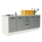 Kit com 2 Balcões Multiuso 4 Portas 3 Gavetas Branco/Cinza Agata Madesa