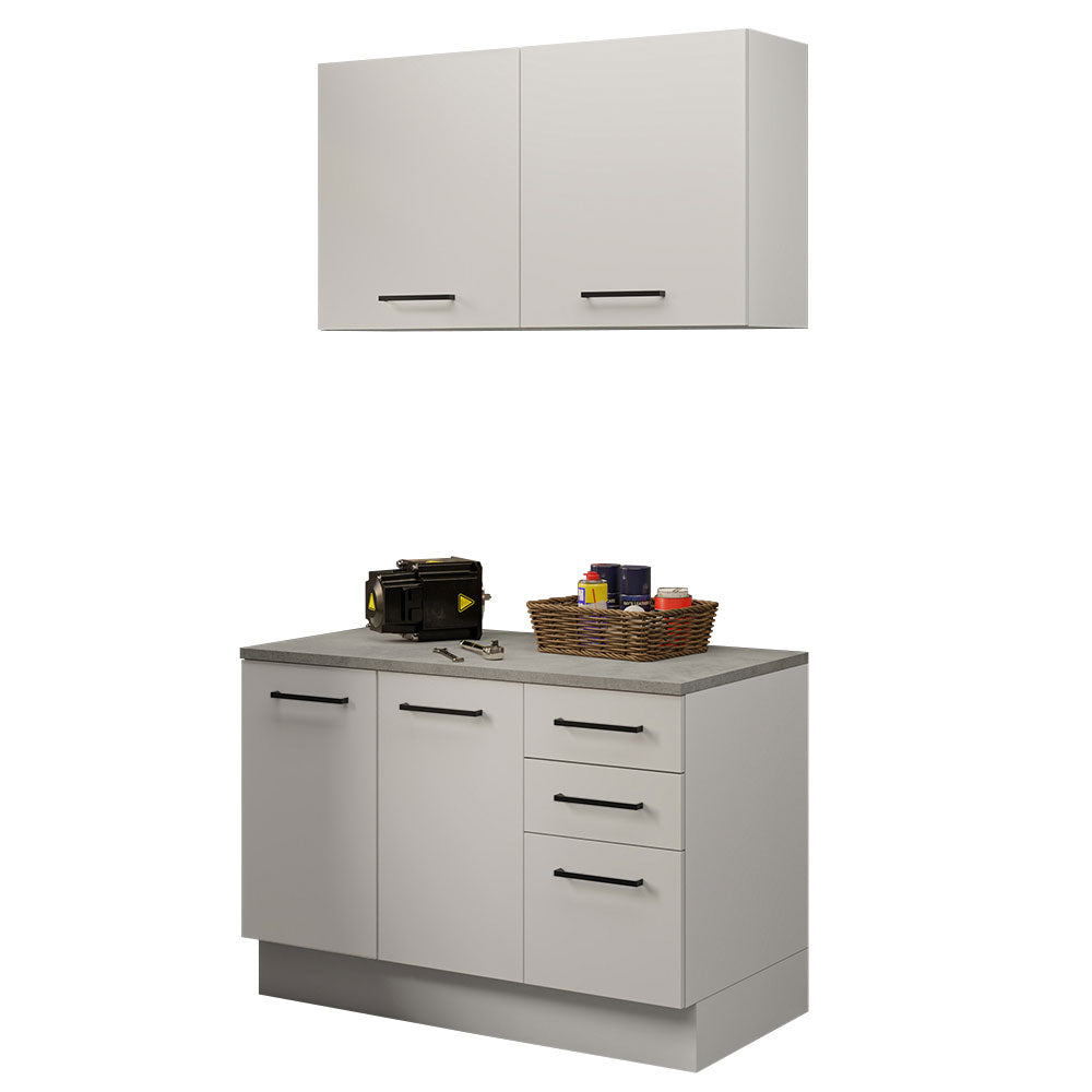 Kit com Balcão e Armário Aéreo Multiuso 120cm Branco Agata Madesa