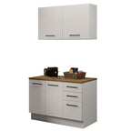 Kit com Balcão e Armário Aéreo Multiuso 120cm Branco/Rustic Agata Madesa