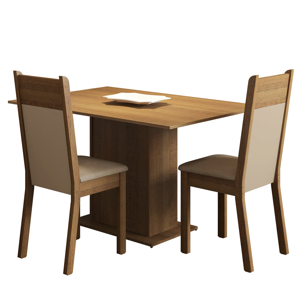 Conjunto Sala de Jantar Madesa Gabi Mesa Tampo de Madeira com 2 Cadeiras Rustic/Crema/Sintético Bege