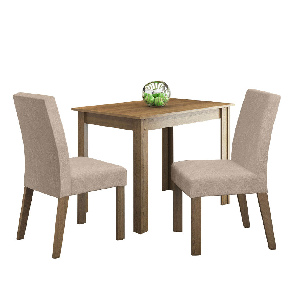 Conjunto Sala de Jantar Madesa Vic Mesa Tampo de Madeira com 2 Cadeiras Rustic/Imperial