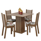 Conjunto Sala de Jantar Mesa Tampo de Madeira 4 Cadeiras Rustic/Crema/Hibiscos Alana Madesa