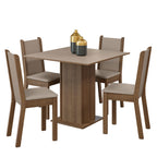 Conjunto Sala de Jantar Mesa Tampo de Madeira com 4 Cadeiras Rustic/Crema/Sintético Bege Madesa Alana