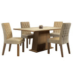 Conjunto Sala de Jantar Madesa Ingrid Mesa Tampo de Madeira com 4 Cadeiras Rustic/Crema/Imperial