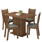 Conjunto Sala de Jantar Mesa Tampo de Madeira 4 Cadeiras Rustic/Silver Luana Madesa