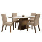 Conjunto Sala de Jantar Madesa Flavia Mesa Tampo de Madeira com 4 Cadeiras Rustic/Branco/Imperial