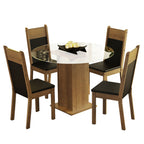 Conjunto Sala de Jantar Madesa Beta Mesa Tampo de Vidro Redondo 4 Cadeiras Rustic/Preto