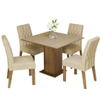 Conjunto Sala de Jantar Madesa Rejane Mesa Tampo de Madeira 4 Cadeiras Rustic/Crema/Imperial