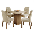 Conjunto Sala de Jantar Mesa Tampo de Vidro 4 Cadeiras Rustic/Crema/Imperial Anaju Madesa