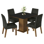 Conjunto Sala de Jantar Mesa Tampo de Madeira 4 Cadeiras Rustic/Preto/Oxford Karina Madesa