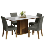 Conjunto Sala de Jantar Mesa Tampo de Vidro 4 Cadeiras Rustic/Branco/Silver Avril Madesa