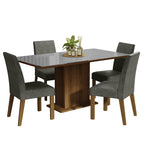 Conjunto Sala de Jantar Mesa Tampo de Vidro 4 Cadeiras Rustic/Cinza/Silver Avril Madesa