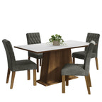 Conjunto Sala de Jantar Mesa Tampo de Madeira 4 Cadeiras Rustic/Branco/Silver Ashley Madesa