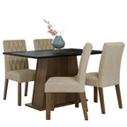 Conjunto Sala de Jantar Mesa Tampo de Madeira 4 Cadeiras Rustic/Preto/Imperial Fiona Madesa