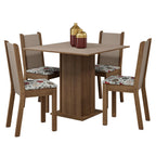 Conjunto Sala de Jantar Mesa Tampo de Madeira 4 Cadeiras Rustic/Crema/ Hibiscos Briana Madesa