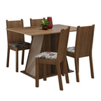 Conjunto Sala de Jantar Mesa Tampo de Madeira 4 Cadeiras Rustic/Crema/Hibiscos Marilyn Madesa
