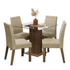 Conjunto Sala de Jantar Mesa Tampo de Vidro 4 Cadeiras Rustic/Imperial Ivy Madesa