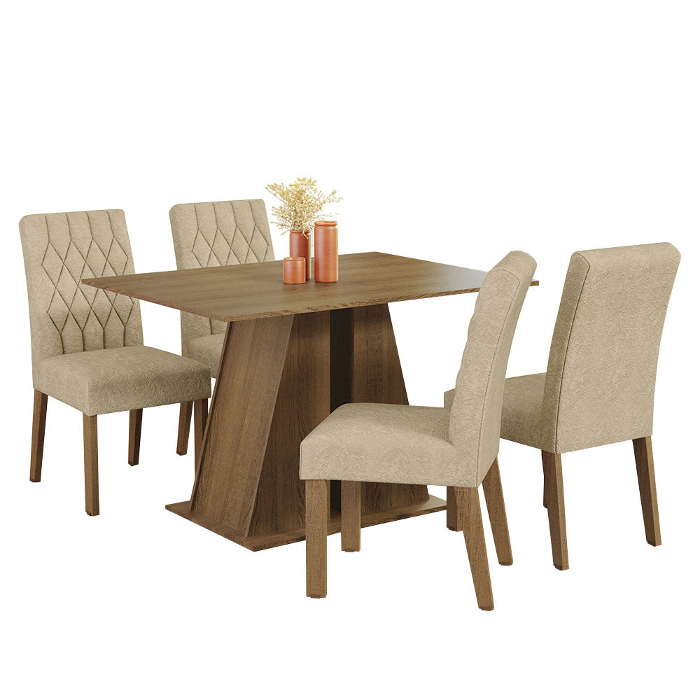 Conjunto Sala de Jantar Mesa Tampo de Madeira 4 Cadeiras Rustic/Imperial Gisele Madesa