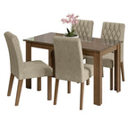 Conjunto Sala de Jantar Mesa Tampo de Vidro 4 Cadeiras Rustic/Imperial Celina Madesa