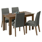 Conjunto Sala de Jantar Mesa Tampo de Vidro 4 Cadeiras Rustic/Silver Antônia Madesa