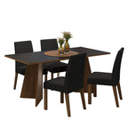 Conjunto Sala de Jantar Mesa Tampo de Madeira 4 Cadeiras Rustic/Preto/Oxford April Madesa