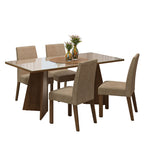 Conjunto Sala de Jantar Mesa Tampo de Vidro 4 Cadeiras Rustic/Crema/Imperial Taylor Madesa