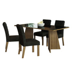 Conjunto Sala de Jantar Mesa Tampo de Vidro 4 Cadeiras Rustic/Preto/Oxford Harper Madesa