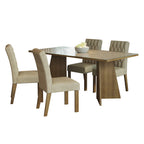 Conjunto Sala de Jantar Mesa Tampo de Vidro 4 Cadeiras Rustic/Crema/Imperial Harper Madesa