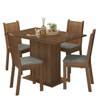 Conjunto Sala de Jantar Mesa Tampo de Vidro 4 Cadeiras Rustic/Silver Camélia Madesa