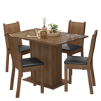 Conjunto Sala de Jantar Mesa Tampo de Vidro 4 Cadeiras Rustic/Preto Camélia Madesa