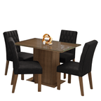 Conjunto Sala de Jantar Mesa Tampo de Vidro 4 Cadeiras Rustic/Oxford Reale Madesa