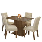 Conjunto Sala de Jantar Mesa Tampo de Vidro 4 Cadeiras Rustic/Imperial Reale Madesa