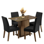 Conjunto Sala de Jantar Mesa Tampo de Vidro 4 Cadeiras Rustic/Oxford Zion Madesa