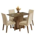 Conjunto Sala de Jantar Mesa Tampo de Vidro 4 Cadeiras Rustic/Imperial Zion Madesa