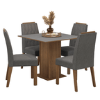 Conjunto Sala de Jantar Tampo de Madeira 4 Cadeiras Rustic/Cinza/Silver Cannes Madesa