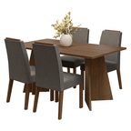 Conjunto Sala de Jantar Tampo de Madeira 4 Cadeiras Rustic/Silver Évora Madesa